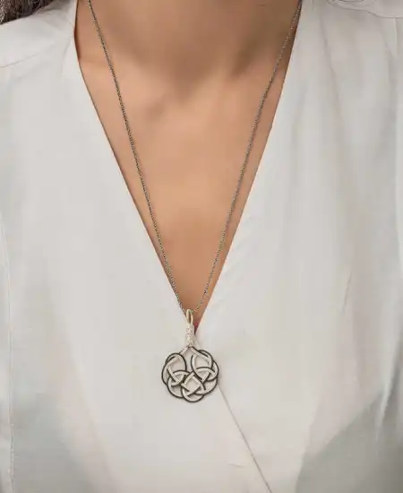 Gümüş Kazaziye Örgü Kadın Kolye