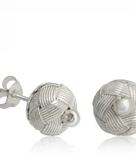 Gümüş Kazaziye Örgü Çivili Küpe