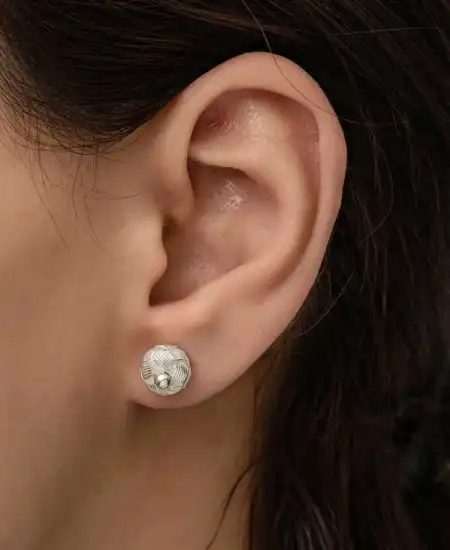 Gümüş Kazaziye Örgü Çivili Küpe