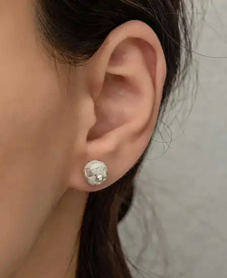 Gümüş Kazaziye Örgü Çivili Küpe