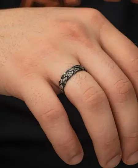 Gümüş Kazaziye Örgü Yüzük