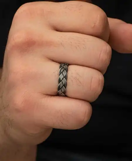 Gümüş Kazaziye Örgü Yüzük