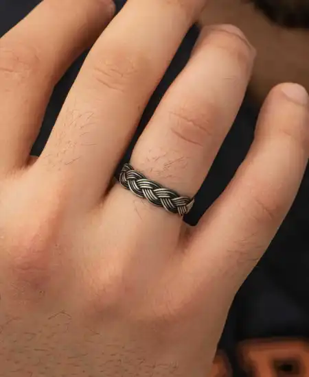 Gümüş Kazaziye Örgü Yüzük