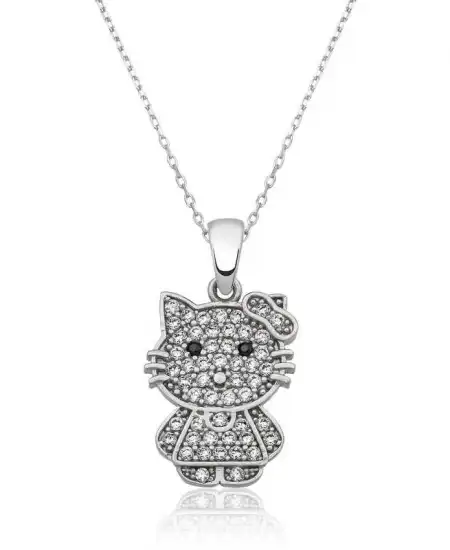 Gümüş Kedi Bayan Kolye