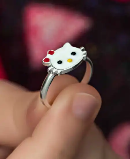 Gümüş Kedi Çocuk Kız Yüzük