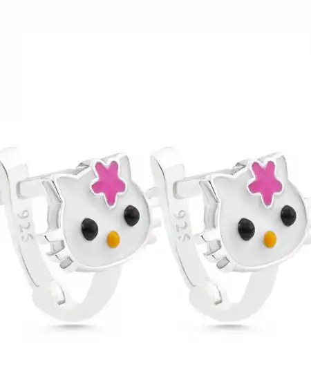 Gümüş Kedi Çocuk Küpe