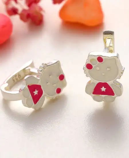 Gümüş Kedi Çocuk Küpesi