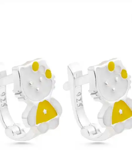 Gümüş Kedi Çocuk Küpesi