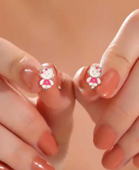 Gümüş Kedi Çocuk Küpesi