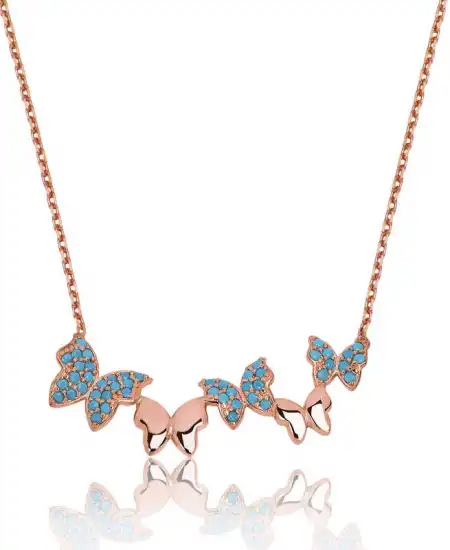 Gümüş Kelebek Bayan Kolye