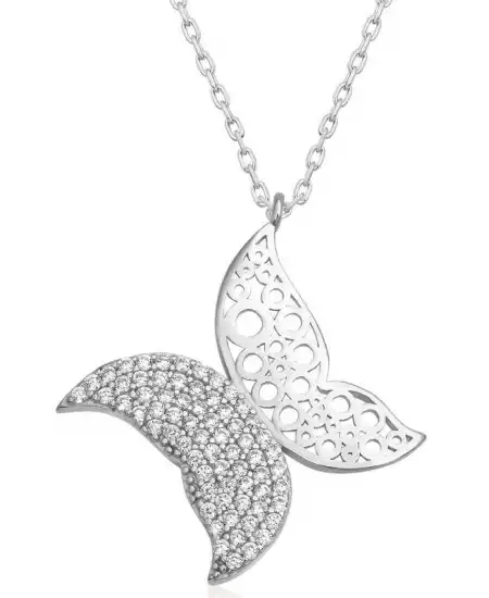 Gümüş Kelebek Kadın Kolye