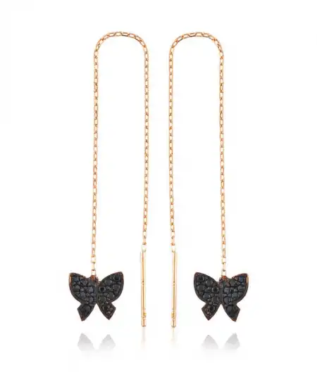 Gümüş Kelebek Zincir Küpe