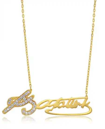 Gümüş Kemal Atatürk İmzalı Bayan Kolye