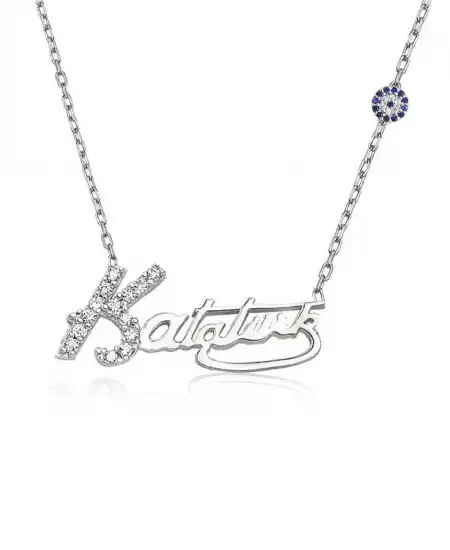 Gümüş Kemal Atatürk İmzalı Bayan Kolye