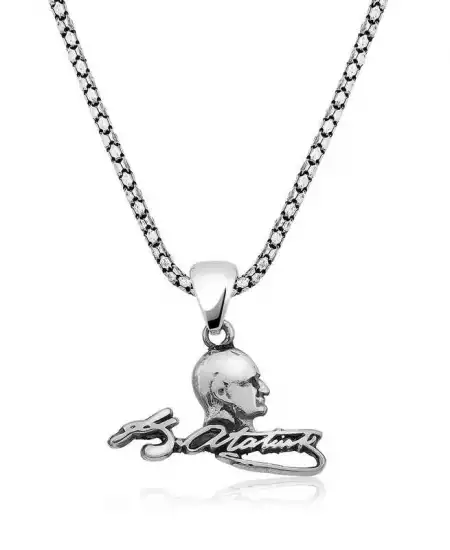 Gümüş Kemal Atatürk Unisex Kolye