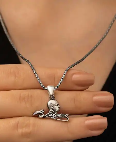 Gümüş Kemal Atatürk Unisex Kolye