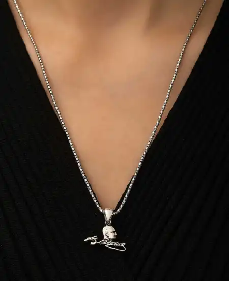 Gümüş Kemal Atatürk Unisex Kolye