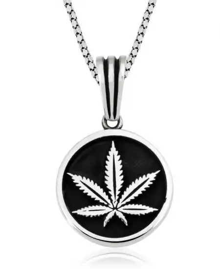 Gümüş Kenevir Yaprağı Kolye