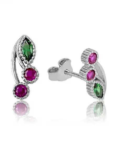 Gümüş Kiraz Çivili Küpe