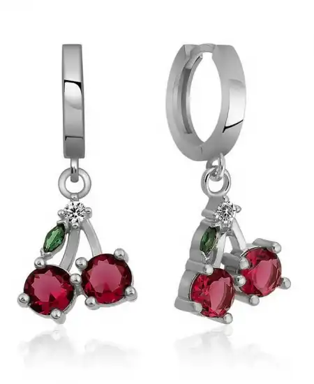 Gümüş Kiraz Figürlü Meyve Küpe