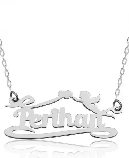 Gümüş Kişiye Özel İsimli Eros Aşk Oku Kolye