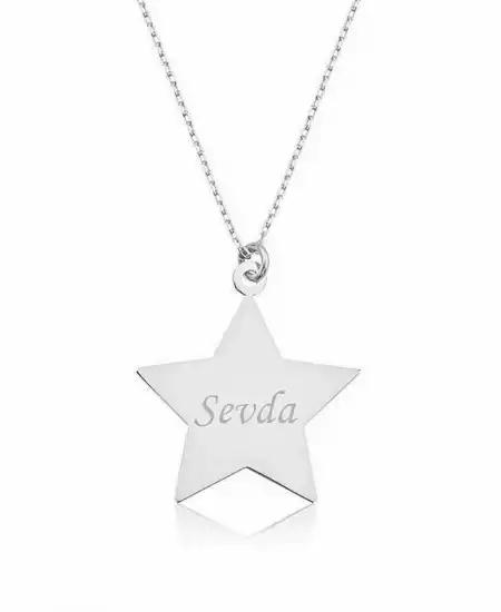 Gümüş Kişiye Özel İsimli Yıldız Kolye