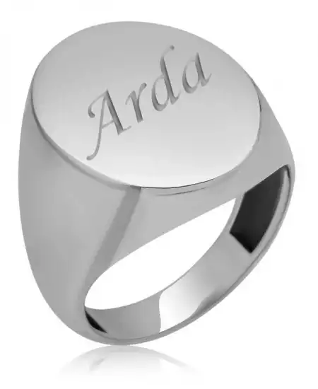 Gümüş Kişiye Özel Oval Erkek Yüzük