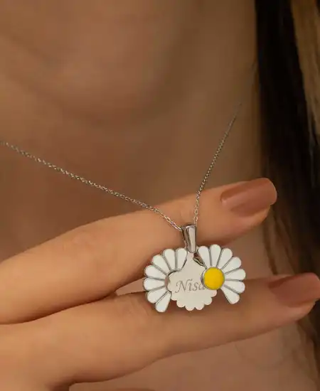 Gümüş Kişiye Özel Papatya Kolye
