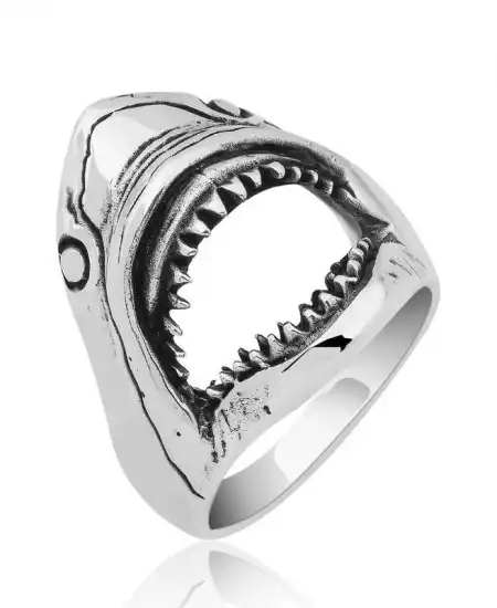 Gümüş Köpek Balığı Erkek Yüzük