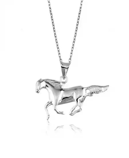 Gümüş Koşan At Kolye