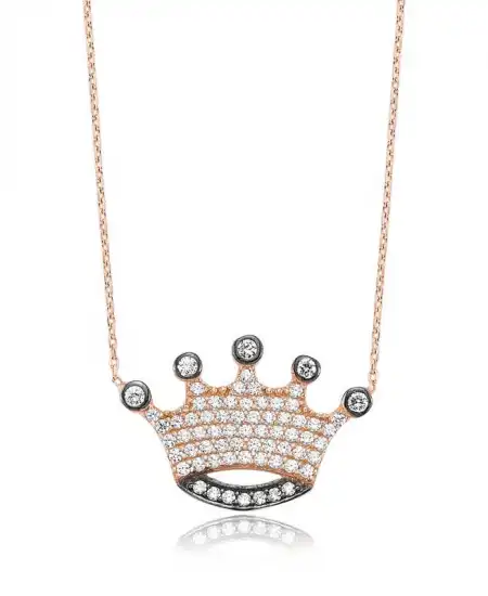 Gümüş Kraliçe Tacı Bayan Kolye