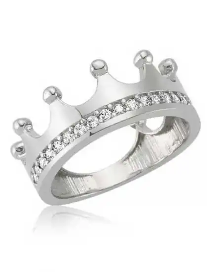 Gümüş Kraliçe Tacı Bayan Yüzük