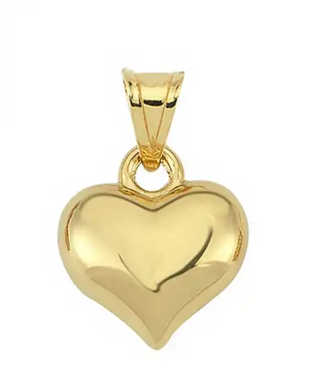 Gümüş Küçük 3 Boyutlu Gold Kalp Kadın Kolye Ucu