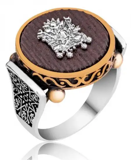 Gümüş Kuka Ağacı Osmanlı Armalı Erkek Yüzük