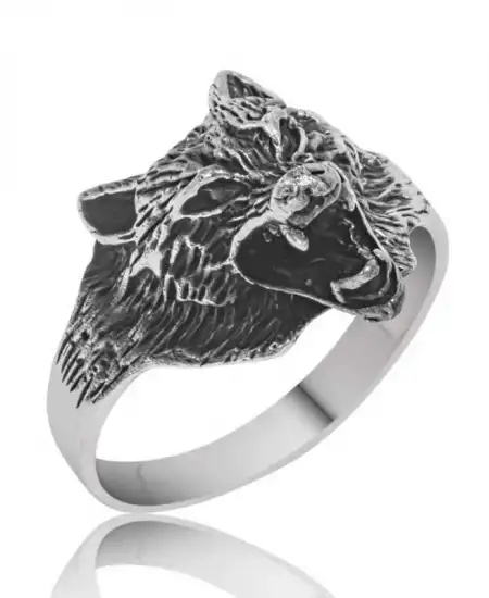 Gümüş Kurt Kafası Erkek Yüzük