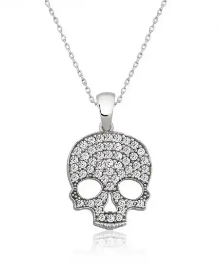 Gümüş Kuru Kafa Bayan Kolye