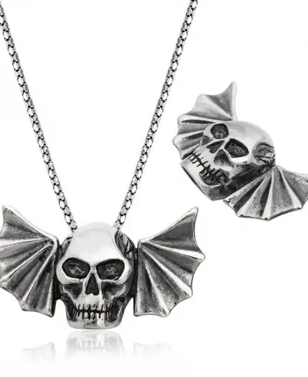 Gümüş Kuru Kafa Erkek Kolye