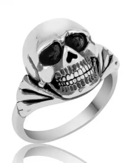 Gümüş Kuru Kafa Erkek Yüzük