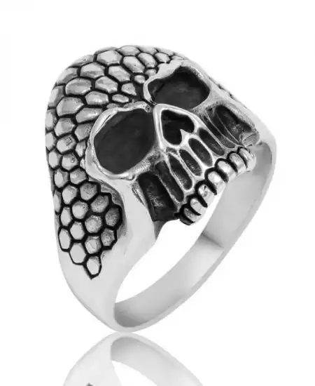 Gümüş Kuru Kafa Erkek Yüzük