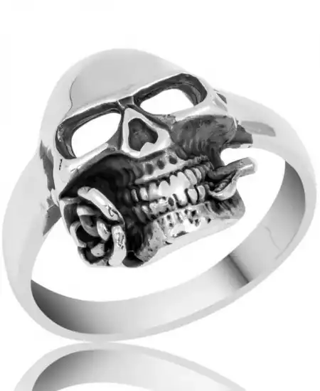 Gümüş Kuru Kafa Erkek Yüzük