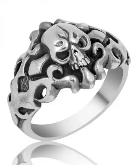 Gümüş Kuru Kafa Erkek Yüzük