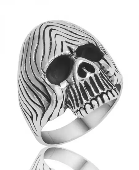 Gümüş Kuru Kafa Erkek Yüzük