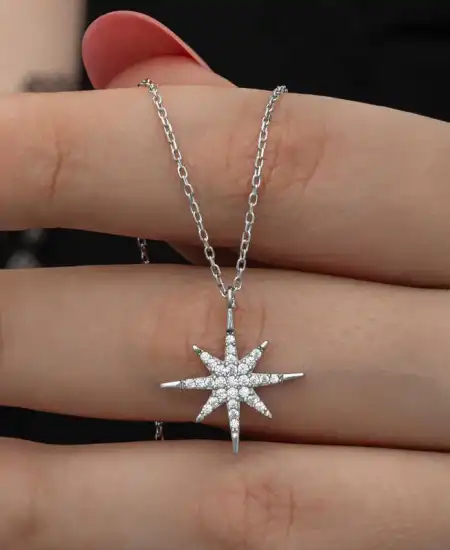 Gümüş Kutup Yıldızı Kadın Kolye