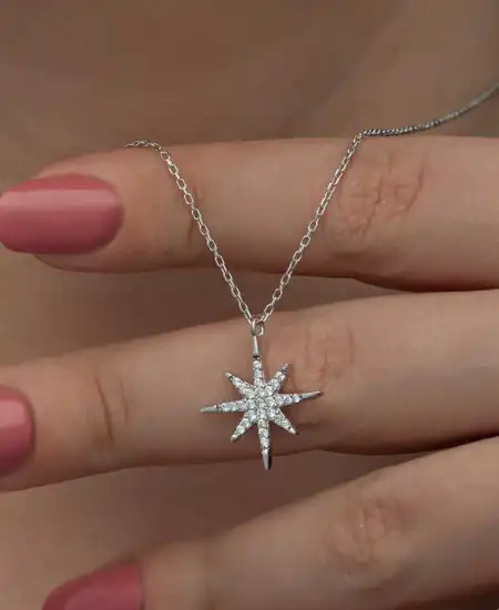 Gümüş Kutup Yıldızı Kadın Kolye