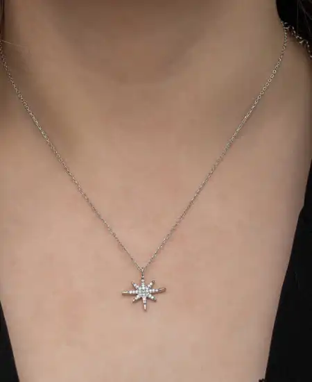 Gümüş Kutup Yıldızı Kadın Kolye