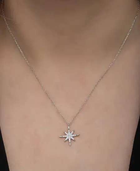 Gümüş Kutup Yıldızı Kadın Kolye