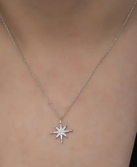 Gümüş Kutup Yıldızı Kadın Kolye