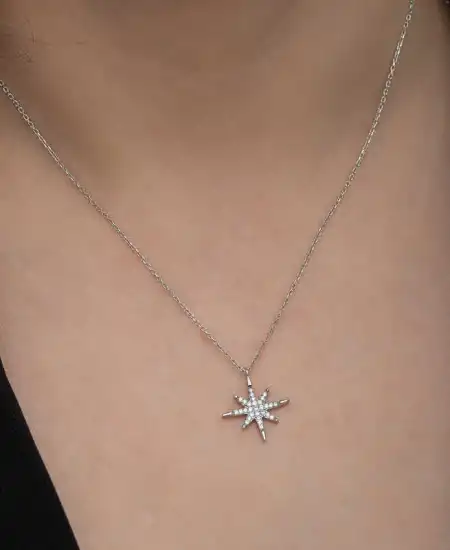 Gümüş Kutup Yıldızı Kadın Kolye