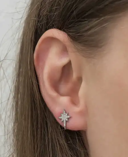 Gümüş Kutup Yıldızı Küpe