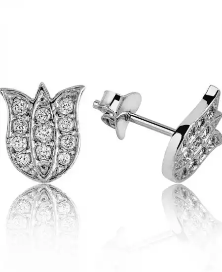 Gümüş Lale Çivili Küpe